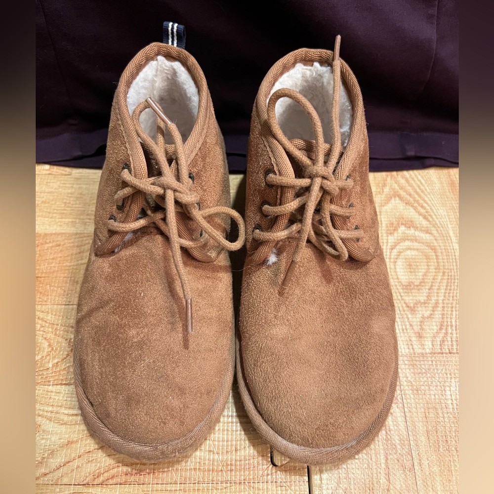 Nautica Brown Suede Chukka Boots Kids Size 12 Fleece Lined Lace Up Ankle Boots